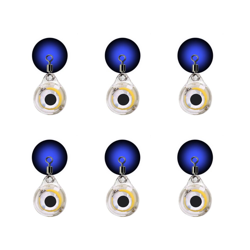MiOYOOW Underwater Fishing Lights, 6PCS Deep Drop Fishing Lure Light Fish Eye Shape LED Bait Lamp for Pool Boat Saltwater Freshwater
