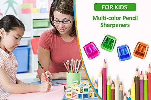 Pencil Sharpeners, 6 Pcs Pencil Sharpeners Manual, Dual Holes Compact Handheld Colorful Pencil Sharpener With Lid For Kids Adults Students School Class Home Office #TOP6