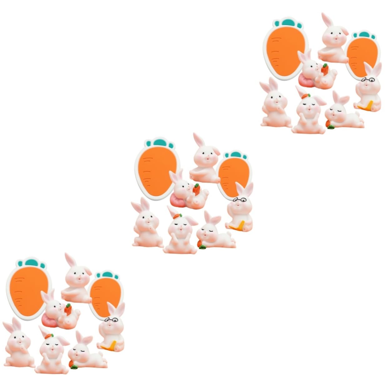 Alipis 3 Juegos Adornos de Resina decoración Pascua decoración de Pascua los Adornos de Oficina Estatua de Conejo Feng Shui Decoraciones de Pastel Office Decor pequeño Conejito de Mesa