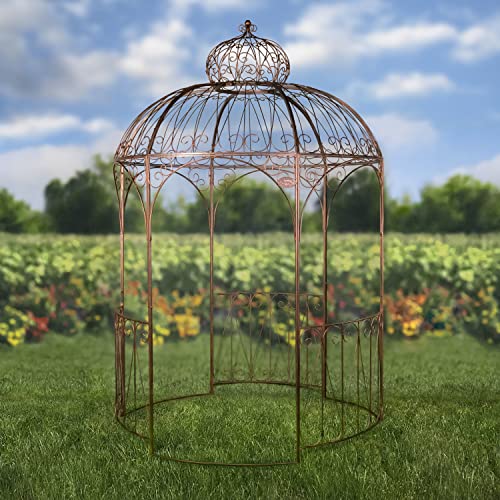 Large Round Metal Garden Gazebo with 3 Entries and Side...