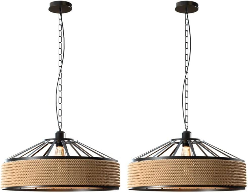 LEDSone Vintage Ceiling Pendant Light Fitting, Black Hemp Twisted Braided Flex,E27 Lamp Holder Suspended Pendant Light Fitting Kit (Hemp - 40cm with Chain Cable)