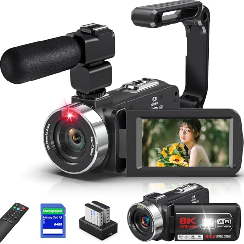 8Kビデオカメラ 本体 64GBメモリカード付属 Amazon | ビデオカメラ 8K YouTubeカメラ6400万画素WIFI機能