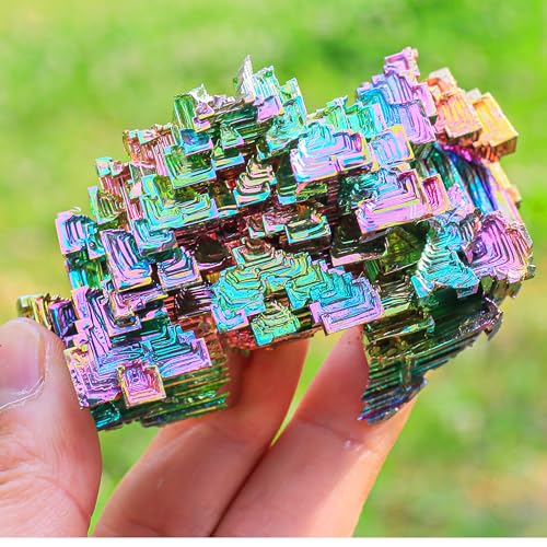 Image of Bismuth Ore Crystal - 150-200g (5.3-7 oz) Iridescent Rainbow Metal Art Specimen - Home Decoration, Education, Healing Stone, Collection