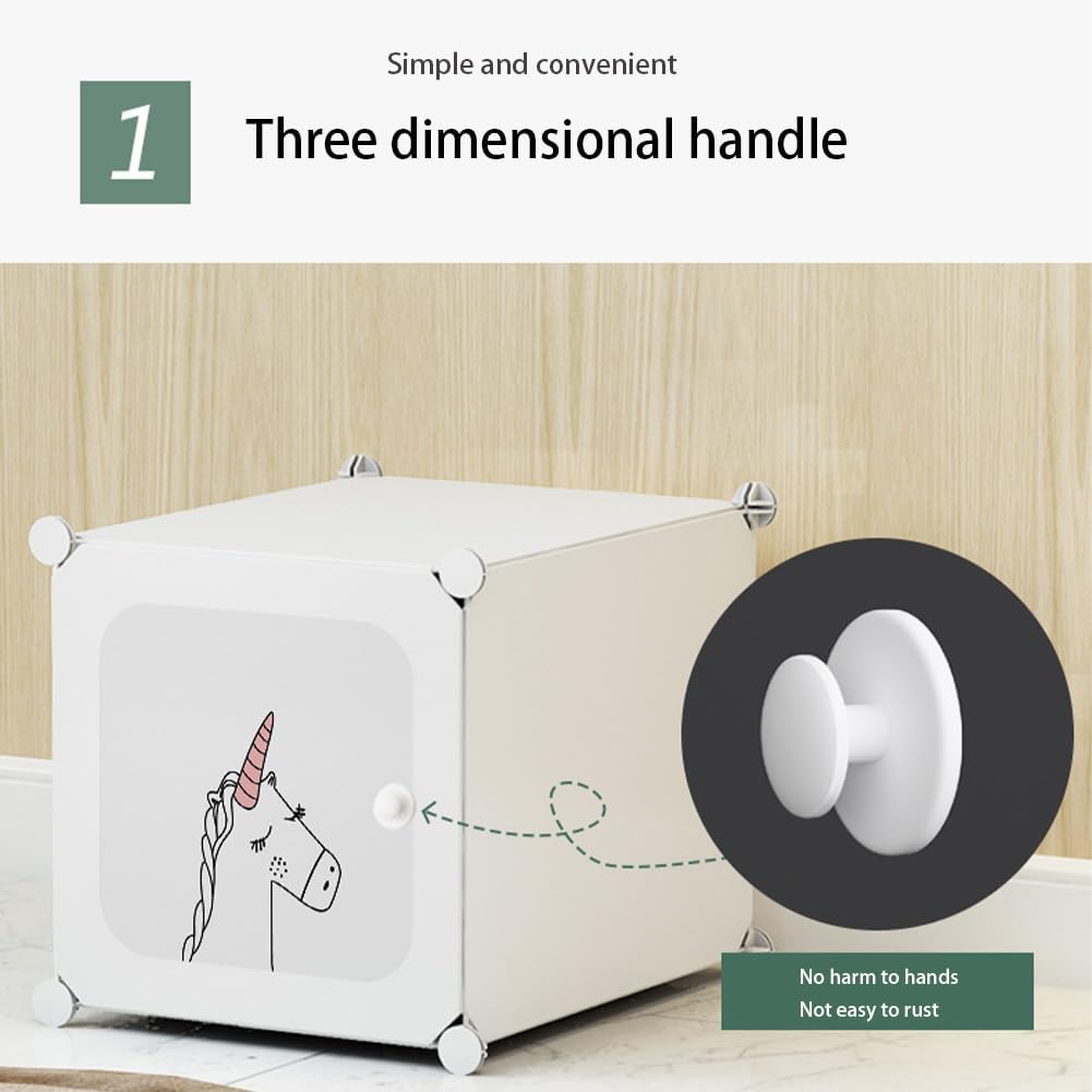 GarveeHome Kinder Kleiderschrank, Modulregal mit 8 Fächern & Kleiderstange, DIY Aufbewahrungsschrank für Kinderzimmer, stapelbar & platzsparend, PP-Kunststoff mit Drahtgestell, 111 x 47 x 147 cm