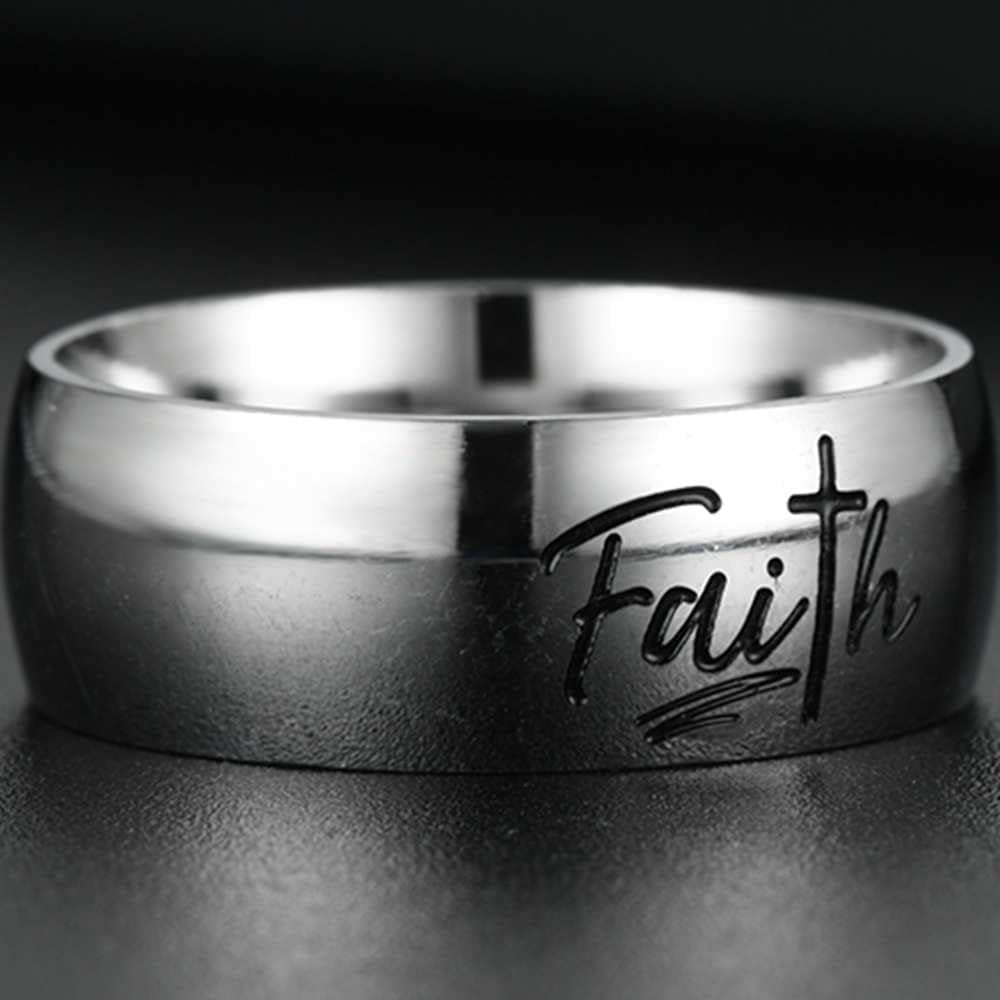 Jude Jewelers 8MM Stainless Steel Christian Faith Cross Religious Wedding Band Ring