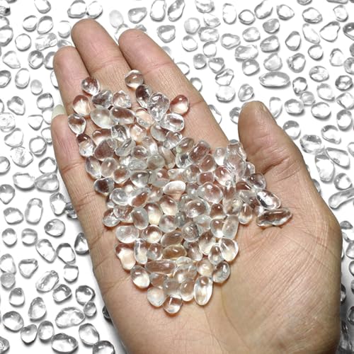 Image of 1 LB (460g) Tumbled Irregular Sea Glass Gemstone Chips, Clear | Crystal Clear, Premium Polished, Safe Non-Toxic Material, Ideal for DIY Crafts & Decorations