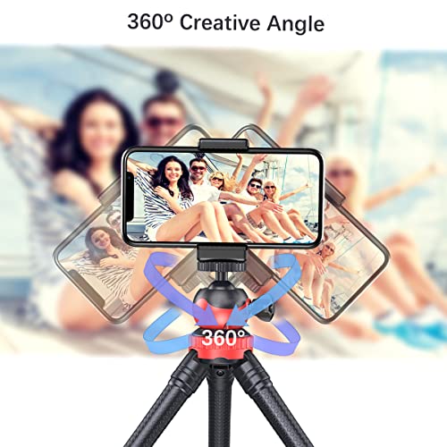 Trépied Smartphone, Flexible Mini Trépied Appareil Photo avec Clip Universel, Trépied pour Perche à Selfie, Télécommande Bluetooth, Compatible avec iPhone/Samsung/Huawei/Gopro/Appareil Photo - Image 5