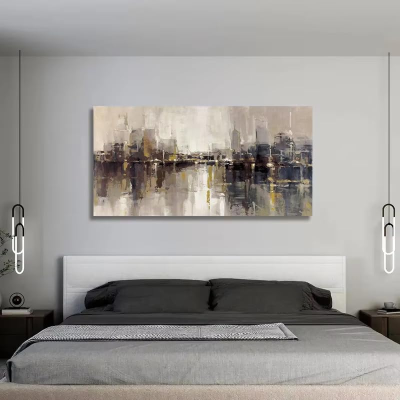 Toile abstraite imprimée paysage urbain moderne 40x80cm cadre intérieur salon