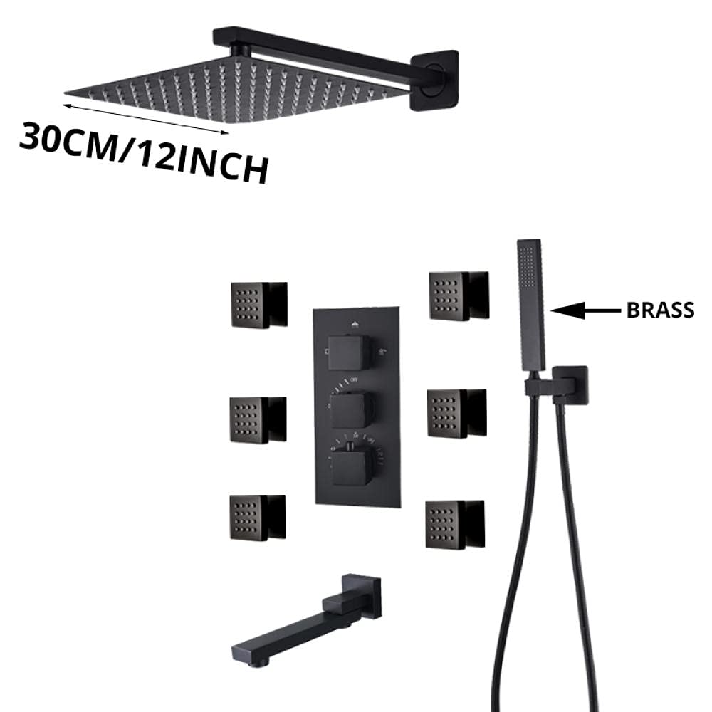 Bateria prysznicowa z deszczownicą zawór termostatyczny mieszacz ścienny termostatyczny zestaw prysznicowy z masażem wanna kran - zestaw prysznicowy 30 cm