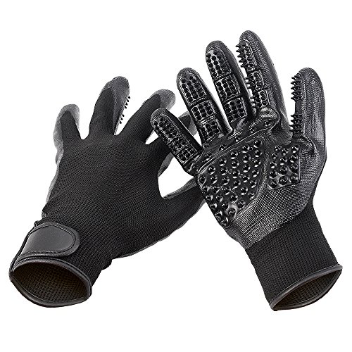 MinaMic Pet Grooming Glove,Pet Hair Remover with Massage Function for Pet with Hair (1pair,Black)