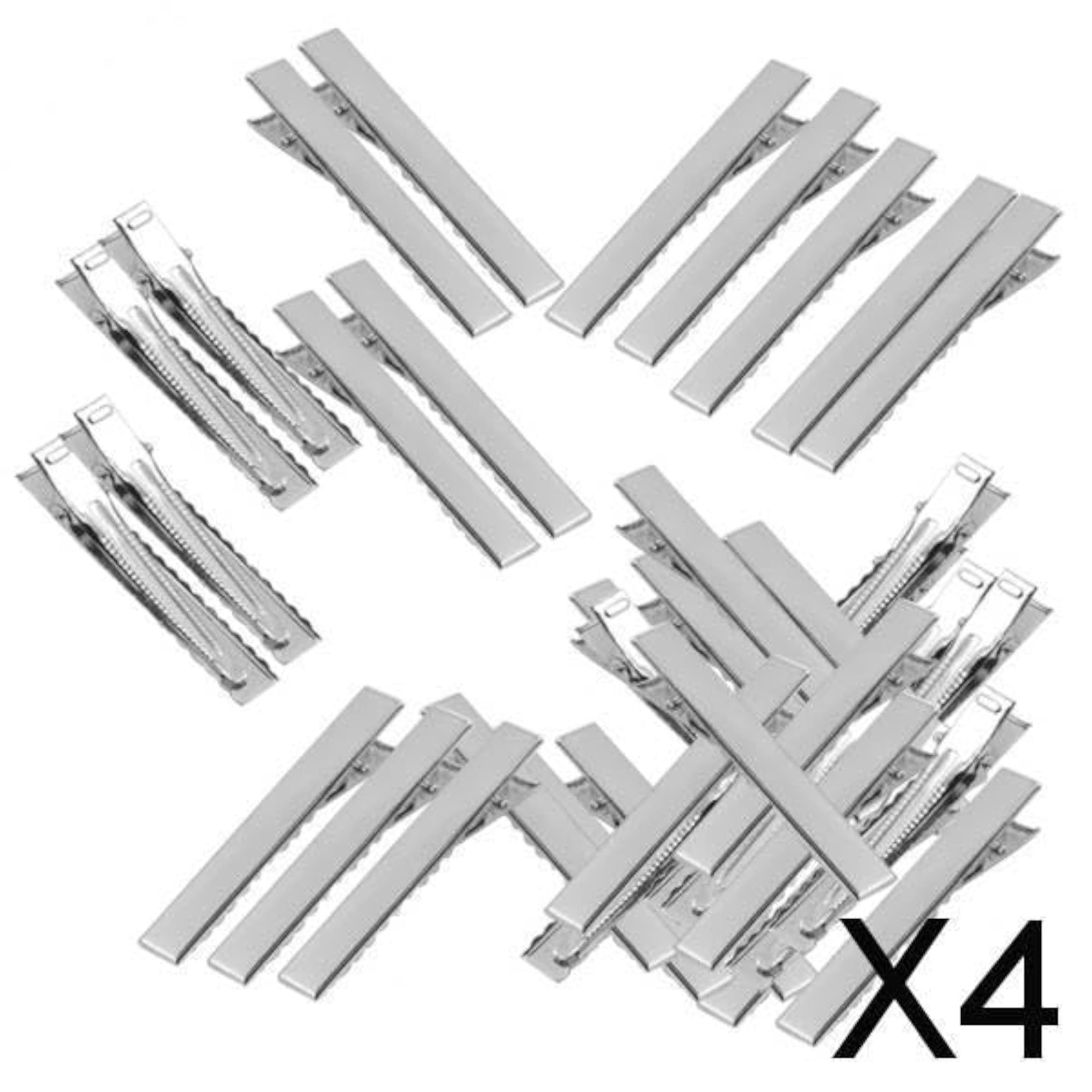 4x50pcs Assorted Size Flat Single Prong Metal Alligator Hair Clips