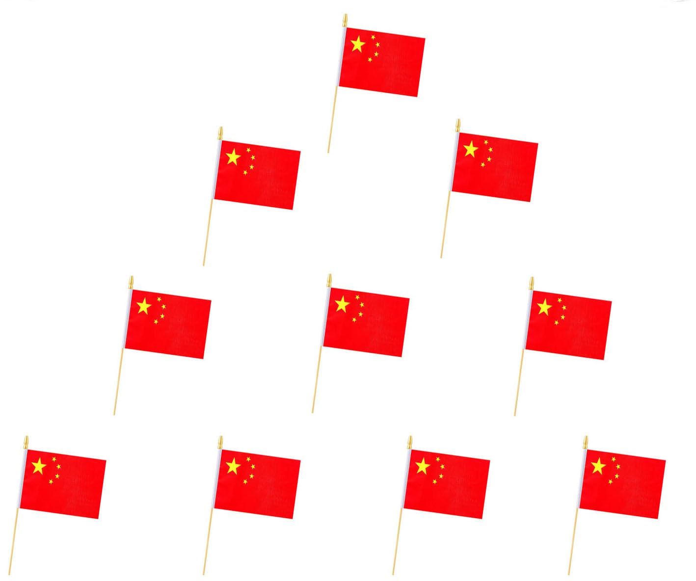 10 Pack China Flags - Handheld Flag- Desktop Flag-5x8 In,Chinese Mini Flag,Safety Ball Top. Suitable For Party Decorations, Store Displays, Bar Decorations And National Day Parades. (China)