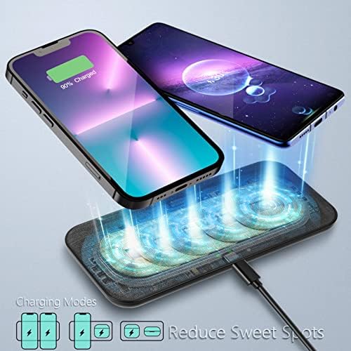 Torteco 20W Dual Wireless Charger, 5-Coils Wireless Charging Pad for iPhone 13/12/11, S21/20, Airpods Pro, Include 65W Fast Charger Adapter