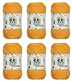 KACHVI 100% Coton 8/8 Plis Files filetées de Fil de Filet pour Tricoter Foulard de décoration à la Maison, vêtements et projets Faits à la Main, Paquet de 6 Couleurs Solides, (Jaune doré)