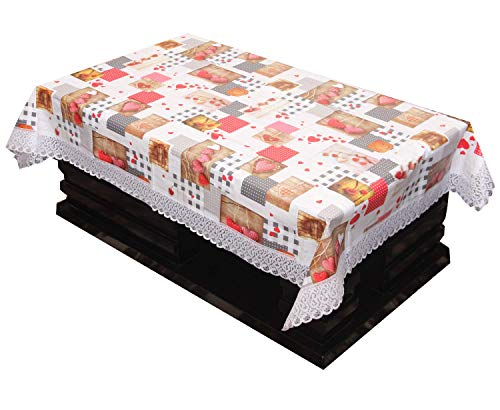 SUPERMACY Heart Printed Dining Table Cover White Color with White Lace – 12 Seater Table, 60″ x 120″ Rectangular (Exact Size) SUPERMACY Heart Printed Dining Table Cover White Color with White Lace – 12 Seater Table, 60″ x 120″ Rectangular (Exact Size)