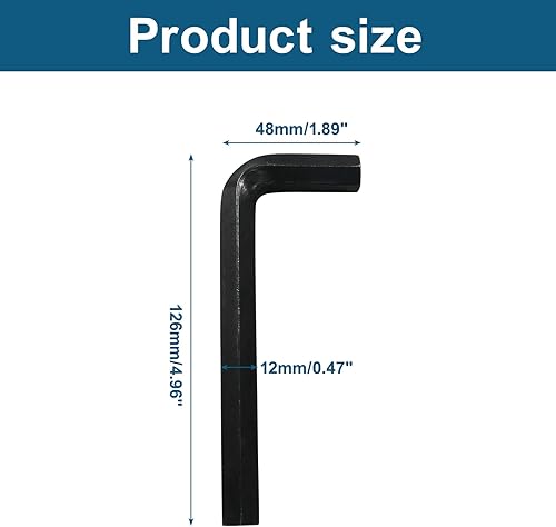 Miniatura 2 de Biaungdo 2 llaves hexagonales negras de 0.472 in, llave Allen pequeña, llave hexagonal en forma de L, juego de llaves hexagonales para reparación de