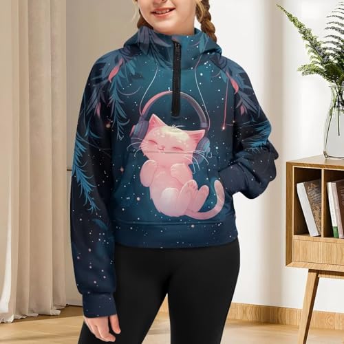 AFPANQZ Girls Half Zipper Sweatshirts Trendy Fall Pullover for 5-14 Years Girls Long Sleeve Sweater Fall Clothes4