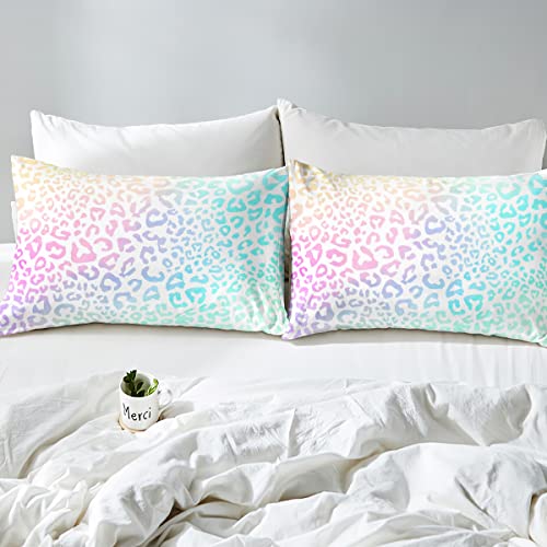 Colorful Leopard Duvet Cover Africa Cheetah Bedding Set for Kids Boys Girls Teens Safari Animal Skin Comforter Cover Gradient Wildlife Fur 3Pcs King Size - Image 4