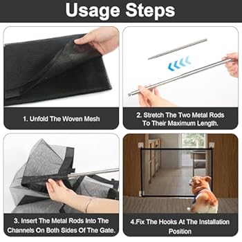 Grilles De Protection, D'escalier, Sans Perçage, Avec 4 Crochets Adhésifs, Pour Chien Et Chat, Pour L'intérieur