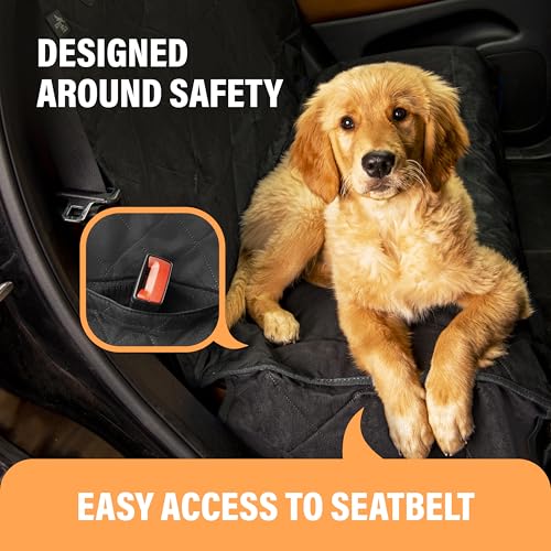 Image of ACTIVE PETS Bench Dog Car Seat Cover for Back Seat, Waterproof Dog Seat Covers for Cars, Durable Scratch Proof Nonslip, Protector for Pet Fur & Mud, Washable Backseat Dog Cover for Cars Trucks & SUVs