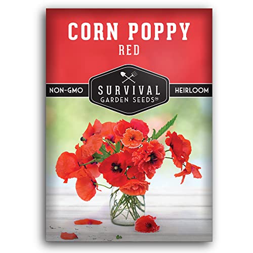 Survival Garden Seeds - Red Corn Poppy Seed for Planting - Packet with Instructions to Plant and Grow Flanders Remembrance Poppies in Your Home Vegetable Garden - Non-GMO Heirloom Variety Survival Garden Seeds - Red Corn Poppy Seed for Planting - Packet with Instructions to Plant and Grow Flanders Remembrance Poppies in Your Home Vegetable Garden - Non-GMO Heirloom Variety