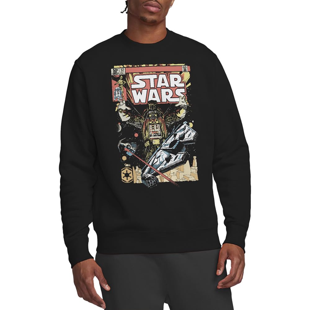 Star Wars Unisex Black Retro Vader Falcon Comic Sweatshirt, Small