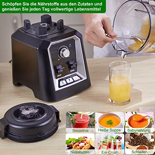 BioloMix blender, 2.200 W, smoothiemixer, zelfreinigende functie, ingebouwde timer, krachtige mixer met container van 2 liter, zonder BPA (T5800) - Afbeelding 4