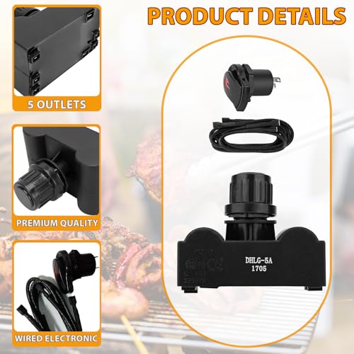 Image of G515-0030-W2 Electronic Ignition Module for Universal Charbroil Grill 5 Burner Igniter, DHLG-5A Igniter for Charbroil Grill Replacement Parts and More, Ignition Module-5 Outlets and Switch /Off Button