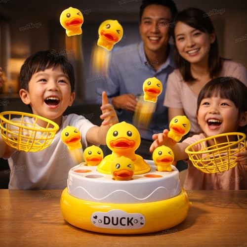 Image of Zest 4 Toyz Bouncing Duck Catch Game with Nets Interactive Jumping Duck Toy Rotating Board Game Family Fun Toddler Development Toy for Girls and Boys
