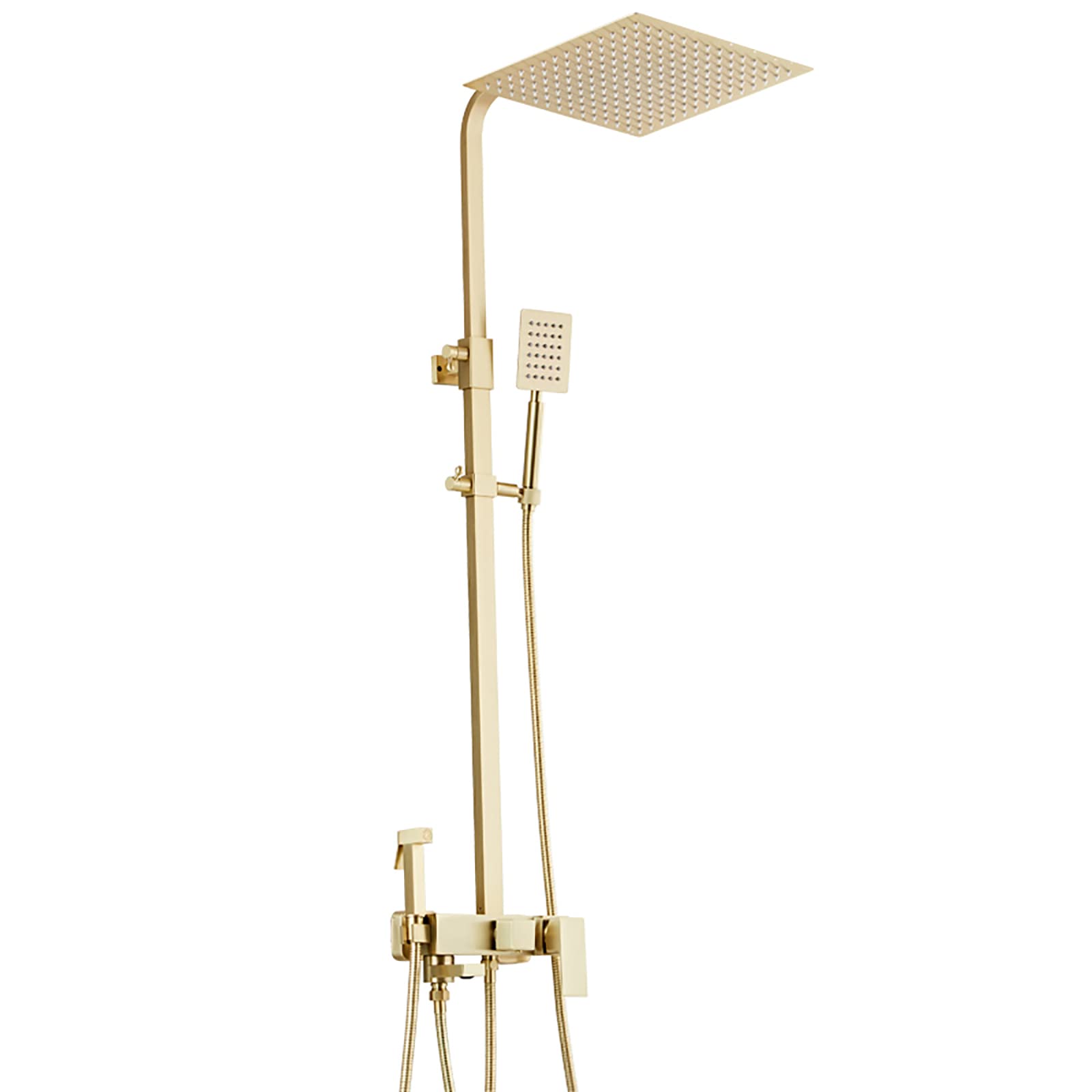 SWENEEN Handheld Shower12 Inch Shower System With Shower Head,Brushed Gold Shower Combo Set,Wall Mount Shower Faucet Set,Rain Mixer Shower Combo Set With Tub Spout,Hand Shower,Bi,
