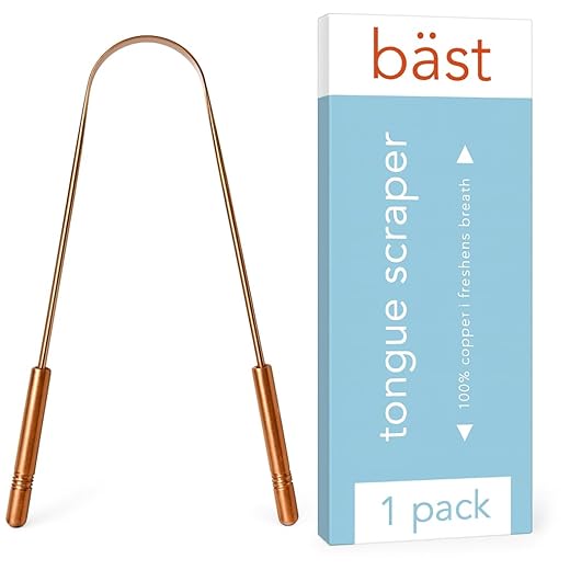 Bäst Tongue Scraper • 100% Copper (1 Pack) Premium Tongue Cleaner • Improve Oral Health • Ayurvedic Cleaning Tool