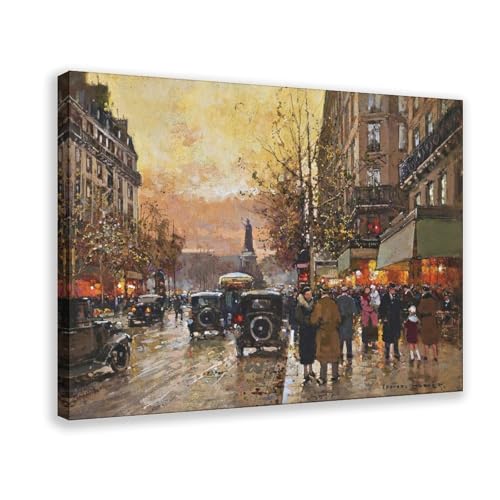 Poster The Republic Square Paris par Edouard Leon Cortes - Impression sur toile 30,5x45,7 cm