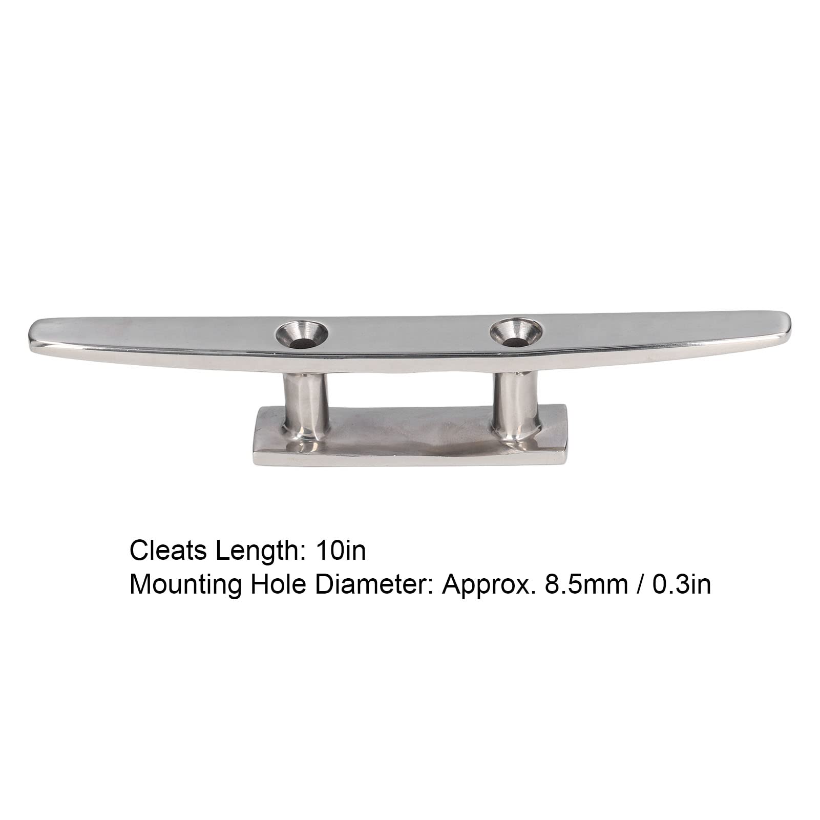 NDNCZDHC Boat Cleats 10in Flat Top 316 Stainless Steel Dock Cleat Marine Grade Rope Cleat with Hole for Boats, Yachts, Docks