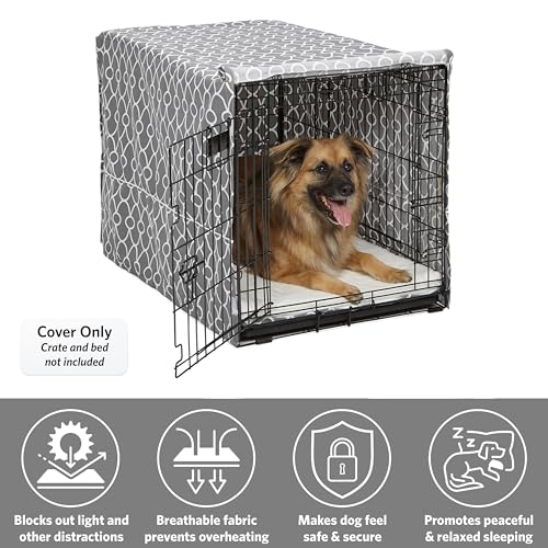 MidWest Homes for Pets Dog Crate Cover with Teflon Fabric Protector, Poly-Cotton Privacy Kennel Cover Fits Most 36-Inch Crates, Gray Designer Print, Washable, Reduces Barking - Image 4