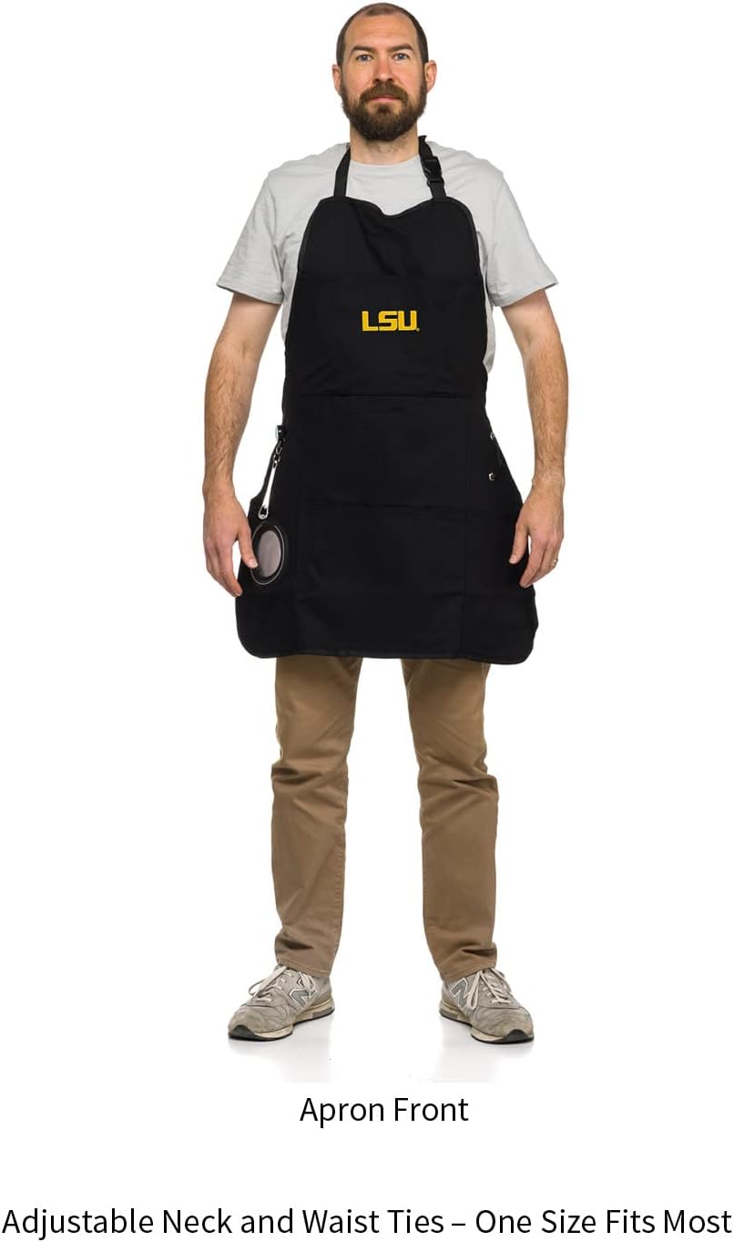 NCAA College Sports Grilling Apron | Bottle Opener and Insulated Beverage Holder | Adjustable Straps