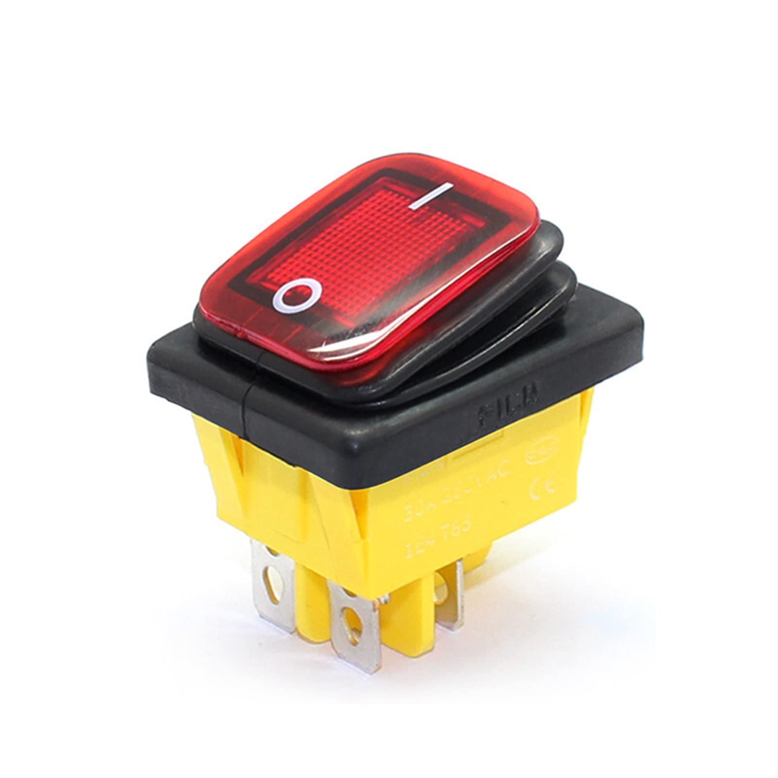 IDGTTLDF 5pcs 250VAC KCD4 201 Waterproof 203 Rocker Switch DPST 4pin on 12V 220V LED (Color : Red, Size : 16A-220V)
