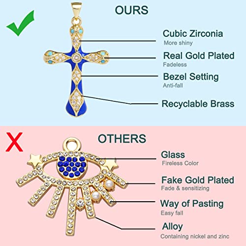 4Pcs Enamel Charms For Jewelry Making, Bling Charms Pendants With Cubic Zirconia For Bracelet, Necklace, Earrings Diy Crafts. (Cross) #TOP6