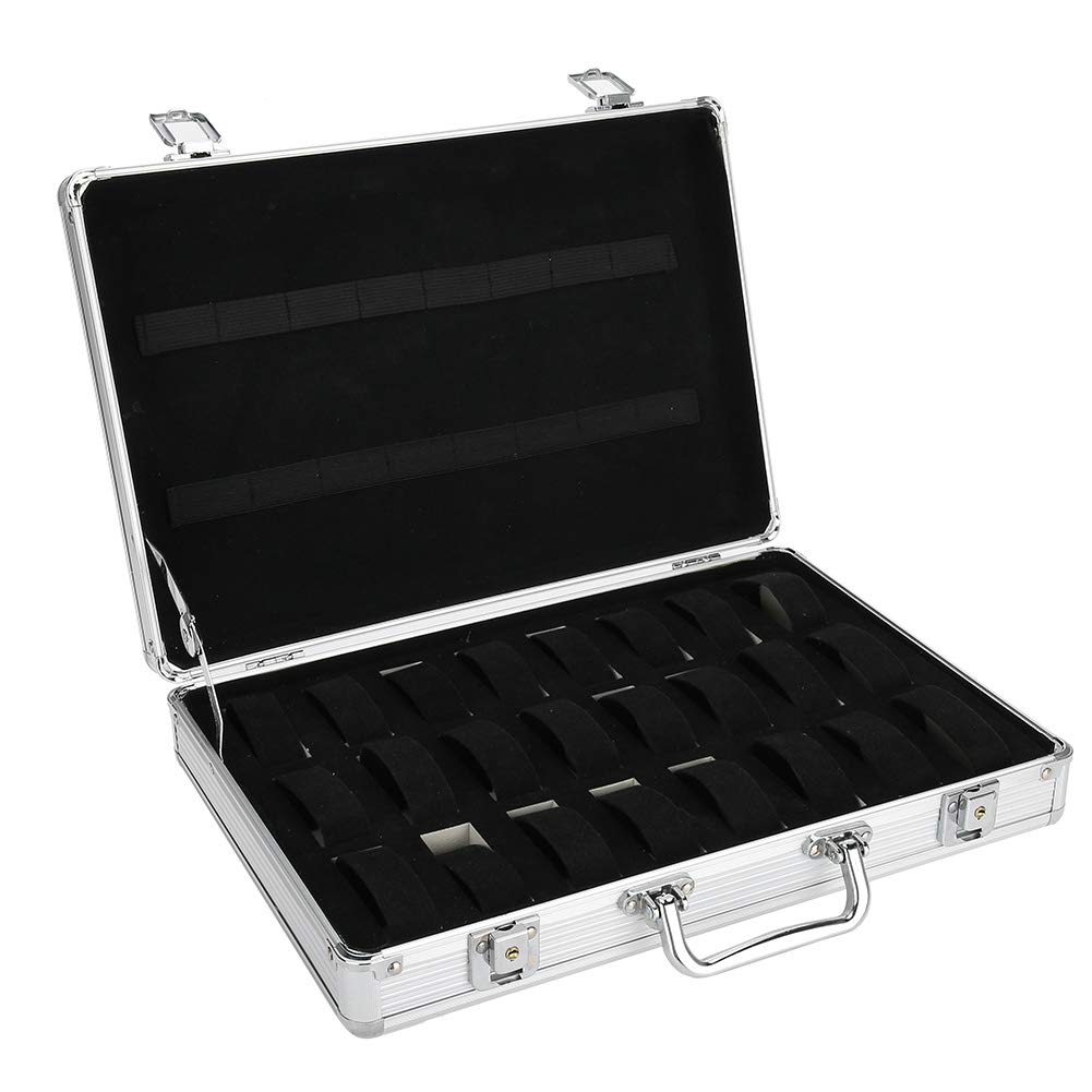 HVMBEUGOS ZJchao 24 Grids Aluminum Alloy Watch Storage Box with Soft Interior and Top Class Workmanship, Portable and Durable, ZJchaoghfg89qsrn