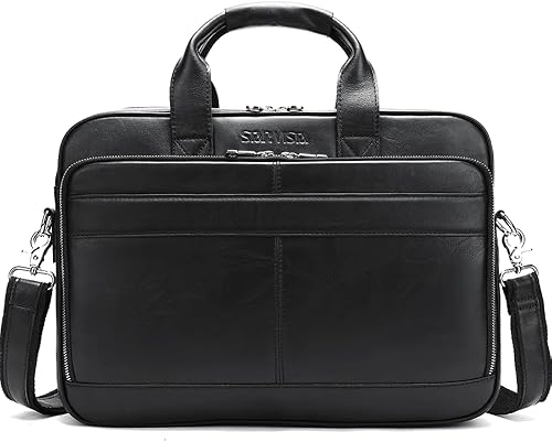 Miniatura 2 de STAR VISTA Siro - Maletín delgado para portátil de 15.6 pulgadas, maletín de cuero de grano completo, cremalleras YKK, herrajes de latón