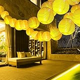 Lampion Lichterkette Außen, 10M 40LED Led Lampions Außen mit Fernbedienung & Stecker, 8 modi und 3 Timing-Funktion, für Garten, Hof, Hochzeit, Fest Deko (Warmweiß)