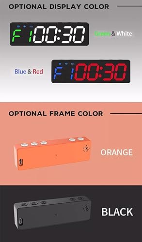 Miniatura 9 de Mini temporizador de gimnasio, reloj de entrenamiento con batería recargable e imán integrado, temporizador de intervalos portátil, cronómetro