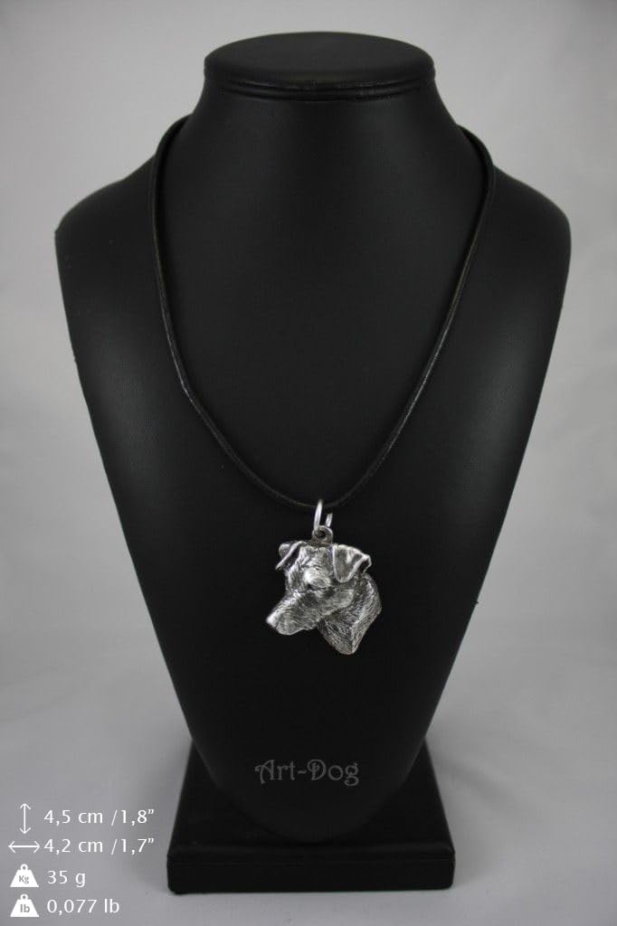 Art-Dog Silver-Plated Dog Pendant on a Leather Strap - Dog Necklace from ArtDog Collection – Silver Dog Necklaces for Men and Women – Dog Breeds Jewelry – Jack Russell Terrier