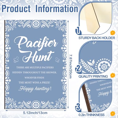 Image of Thyle 51 Pcs Cielito Lindo Pacifier Hunt Baby Shower Games Include Hunt Sign and 50 Acrylic Pacifiers for Mexican Baby Shower Game Decoration Sets Gender Reveal Newborn Announcement Party Decor