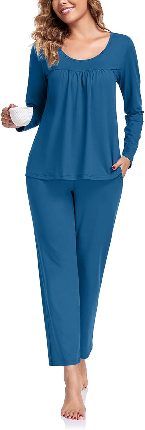 Pajama Sets for Women, Fall Long Sleeve 2 Piece Lounge Sleepwear Ladies Pjs Set with Pockets - Image 3
