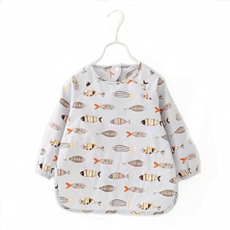 Amazon Co Jp キッズ 長袖 防水 食事用エプロン スモック男の子 女の子 グレー魚 80 ベビー マタニティ Amazon Co Jp キッズ 長袖 防水 食事用エプロン スモック男の子 女の子 グレー魚 80 ベビー マタニティ
