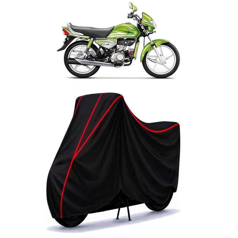 Image of Hero HF Deluxe Eco BS6 Water Resistant Bike Cover for All Motorcycles & Rain | Heavy Duty Taffeta Fabric | UV Protection, Dustproof, Scratchproof | All Weather Two Wheeler Cover with Elastic Bottom