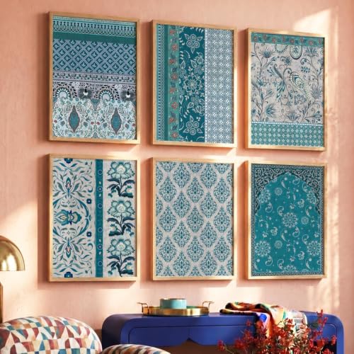 Image of kotart Pattern wall art Digital Painting for Decoration - Prints Bedroom Office, living room Decor, hanging frames (Pack of 6 Multicolor) (14X20 Inch, A)