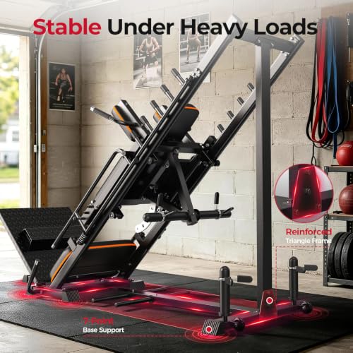 Image of FEIERDUN 2-in-1 Leg Press Hack Squat Machine Combo, Home Gym Leg Equipment | Zero-Maintenance Roller System, 5+6 Adjustable Angles, 45-Degree, with Weight Storage, Full ROM for Quads, Hamstrings, Glutes
