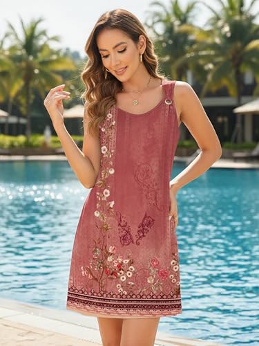 Image of Disamer Summer Dresses for Women 2026 Sundresses Sleeveless Beach Swimsuit Cover Ups Spring Casual Tank Tshirt Sun Dress