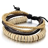 Pulseras de Marfil: Significado, Propiedades y Dónde Comprarlas Online COOLSTEELANDBEYOND Marfil Tribal Cadena de Madera Perlas Multi-Hilo, Pulsera Cuerda Cuero de Hombre Mujer, Tejido Pulsera del Abrigo
